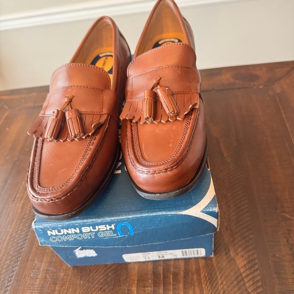 Nunn Bush Gel Comfort Men's Brown Leather Slip On Dress Loafers size 11 - Picture 6 of 16
